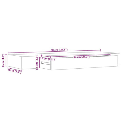 Vegghylle Svart med skuff 80x25x8 cm