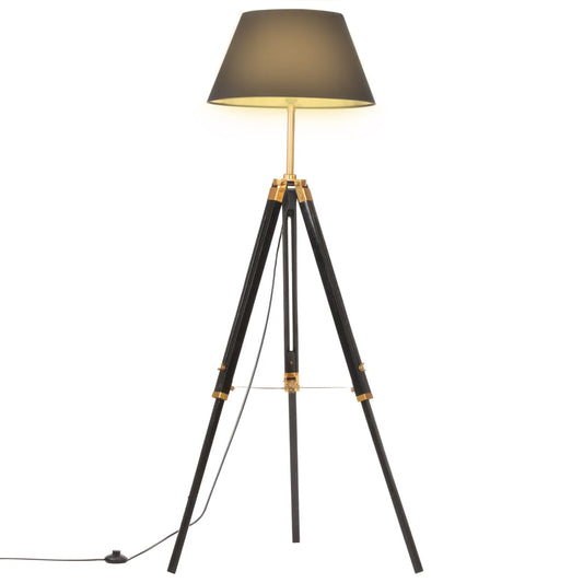 Gulvlampe Stålampe med stativ svart og gull heltre teak 141 cm