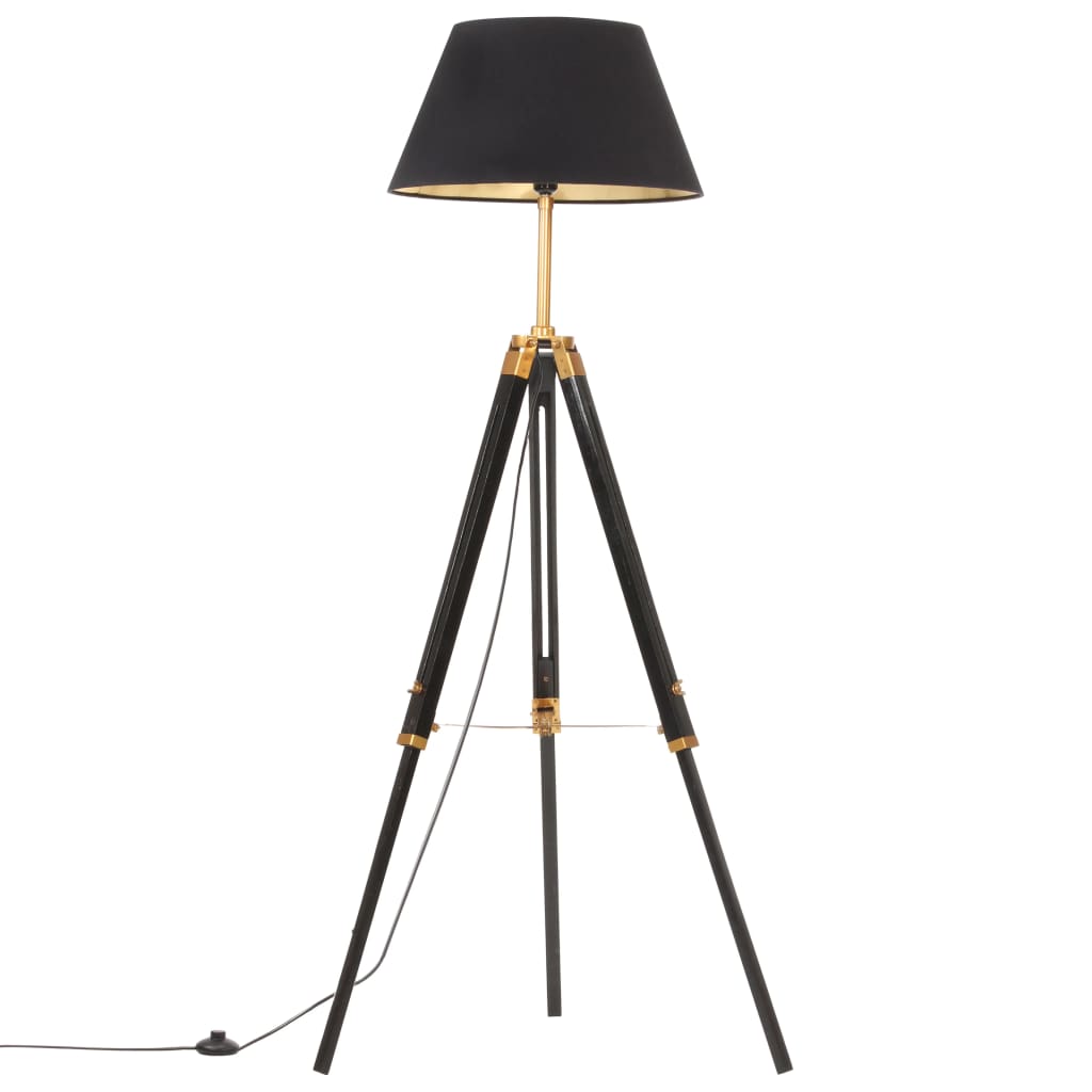 Gulvlampe Stålampe med stativ svart og gull heltre teak 141 cm