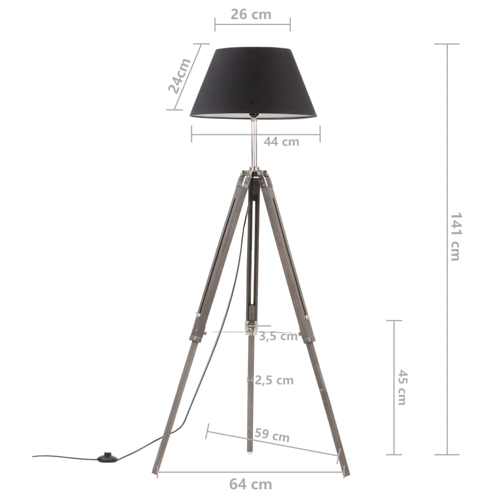 Gulvlampe Stålampe med stativ svart og gull heltre teak 141 cm