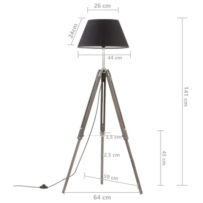 Gulvlampe Stålampe med stativ svart og gull heltre teak 141 cm