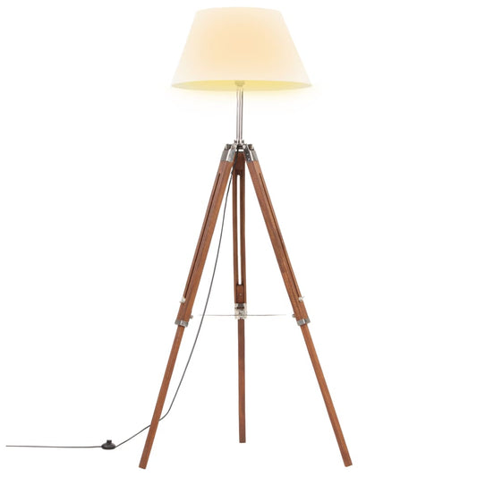 Gulvlampe Stålampe med stativ honningbrun og hvit heltre teak 141 cm