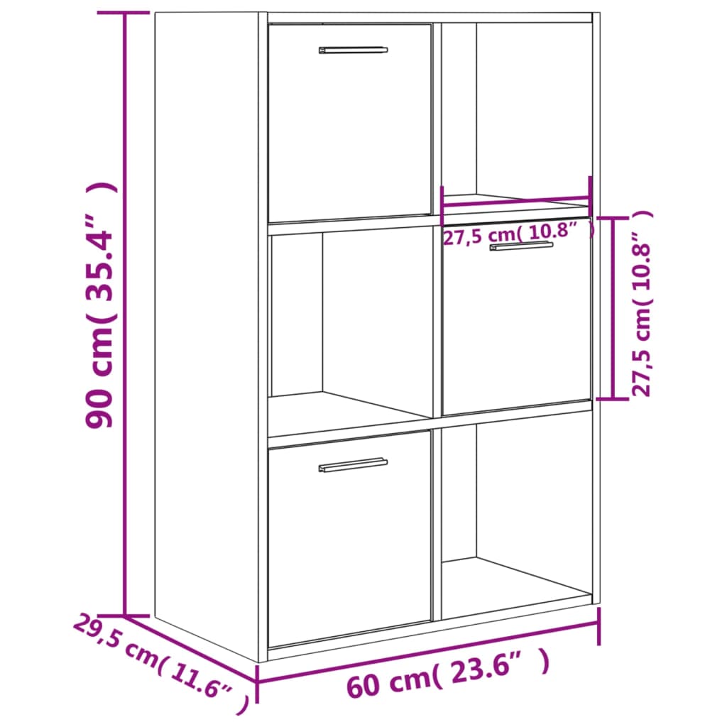 Skap Oppbevaringsskap betonggrå 60x29,5x90 cm konstruert tre