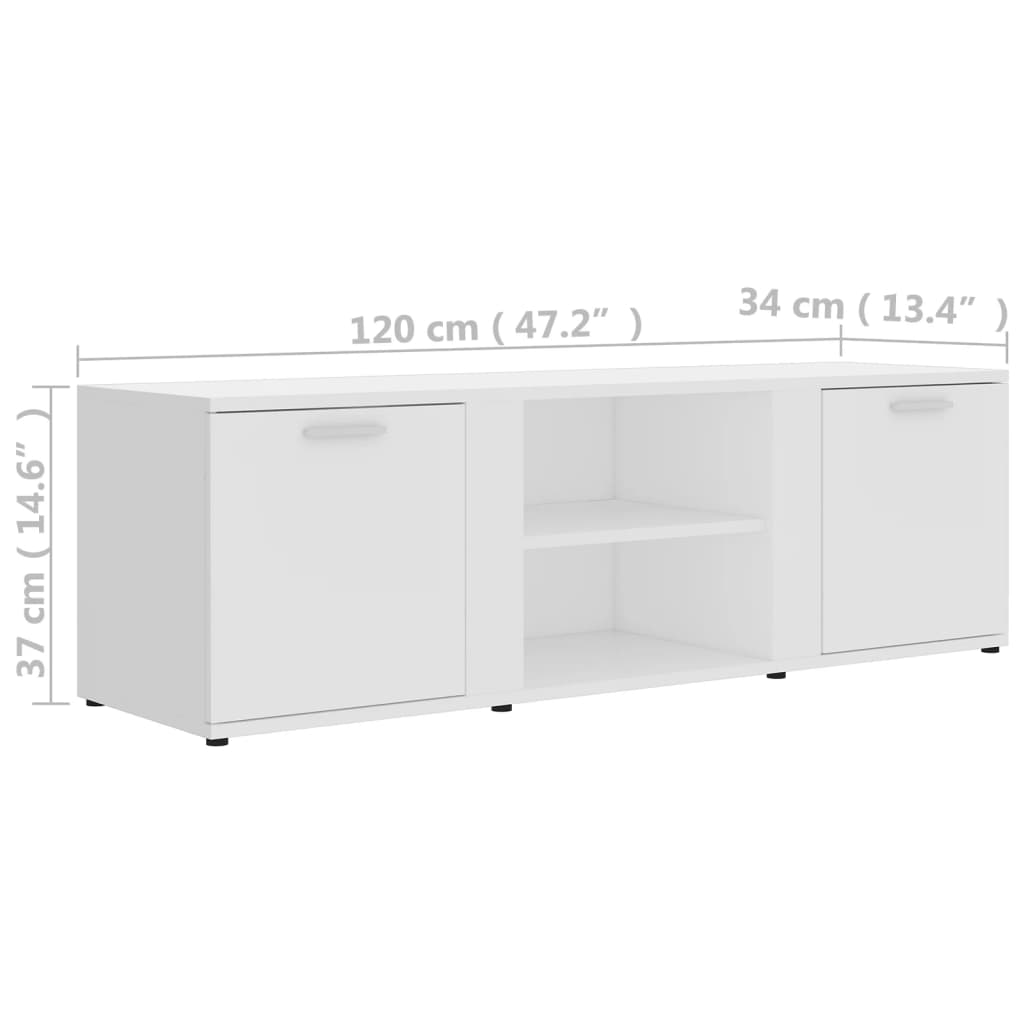 TV-benk hvit 120x34x37 cm konstruert tre