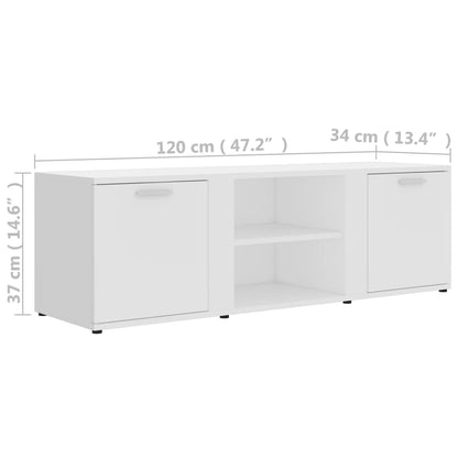 TV-benk hvit 120x34x37 cm konstruert tre