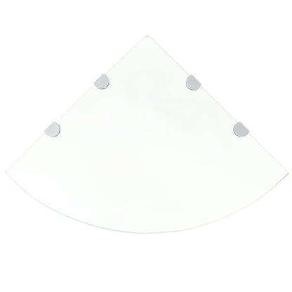 Hjørnehyller 2 stk med kromstøtter klart glass 45x45 cm