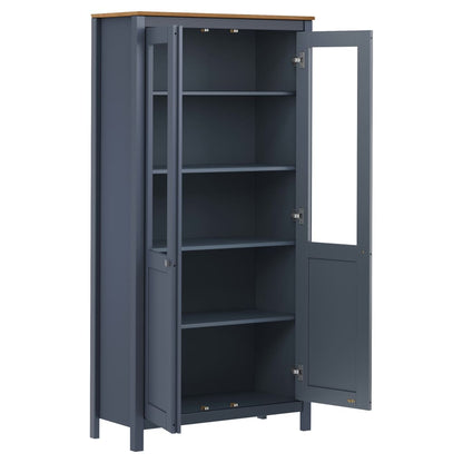 Vitrineskap Hvit Hill 85x37x170,5 cm heltre furu