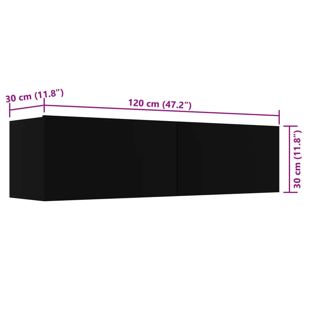 TV-benk svart 120x30x30 cm konstruert tre