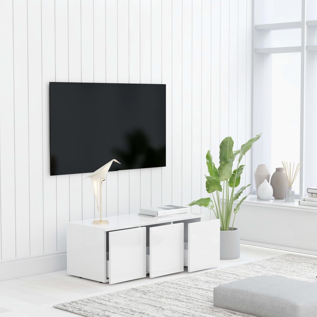 TV-benk hvit 80x34x30 cm konstruert tre