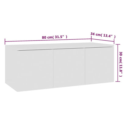 TV-benk hvit 80x34x30 cm konstruert tre