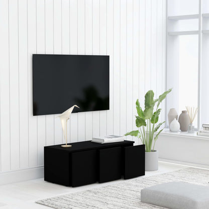 TV-benk svart 80x34x30 cm konstruert tre