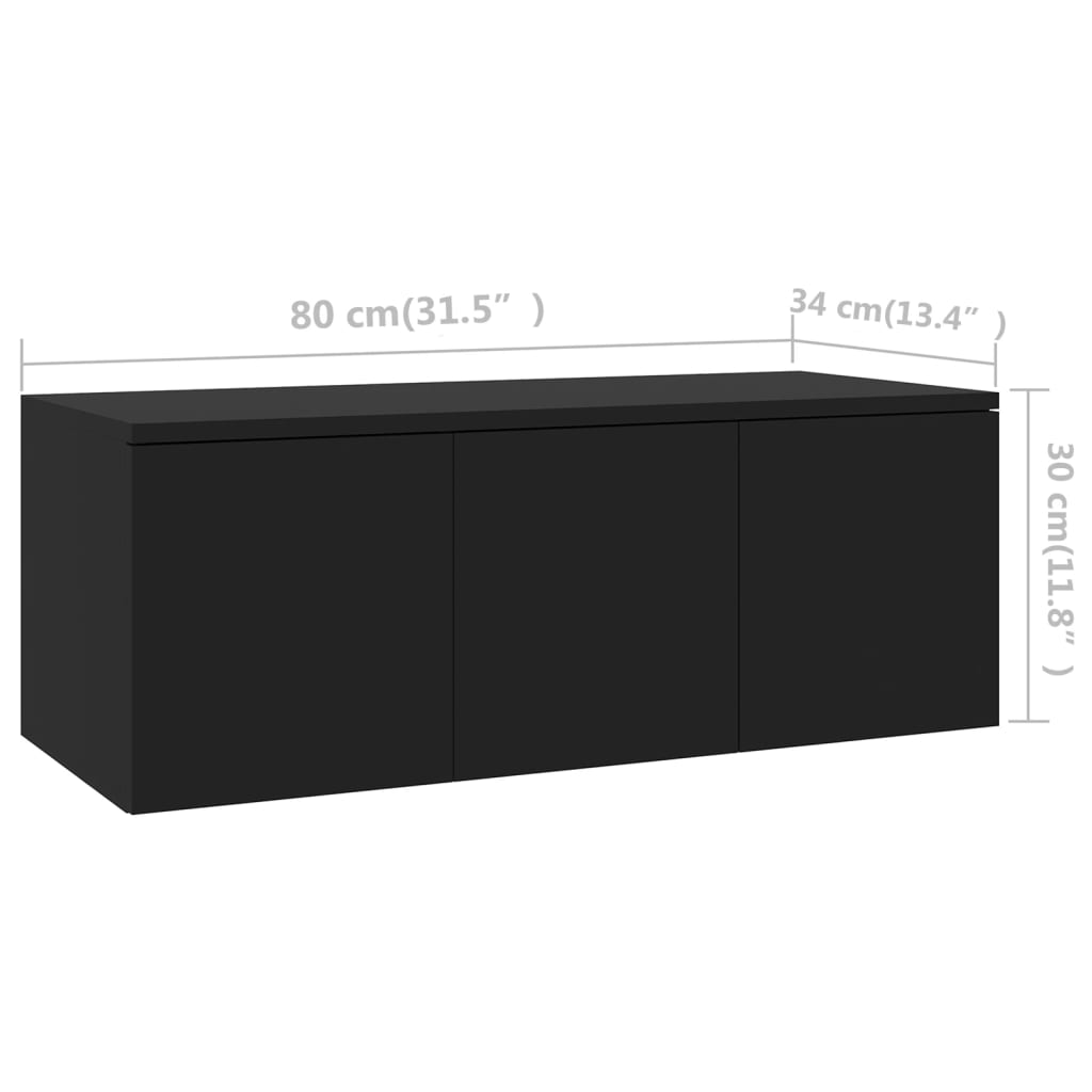 TV-benk svart 80x34x30 cm konstruert tre