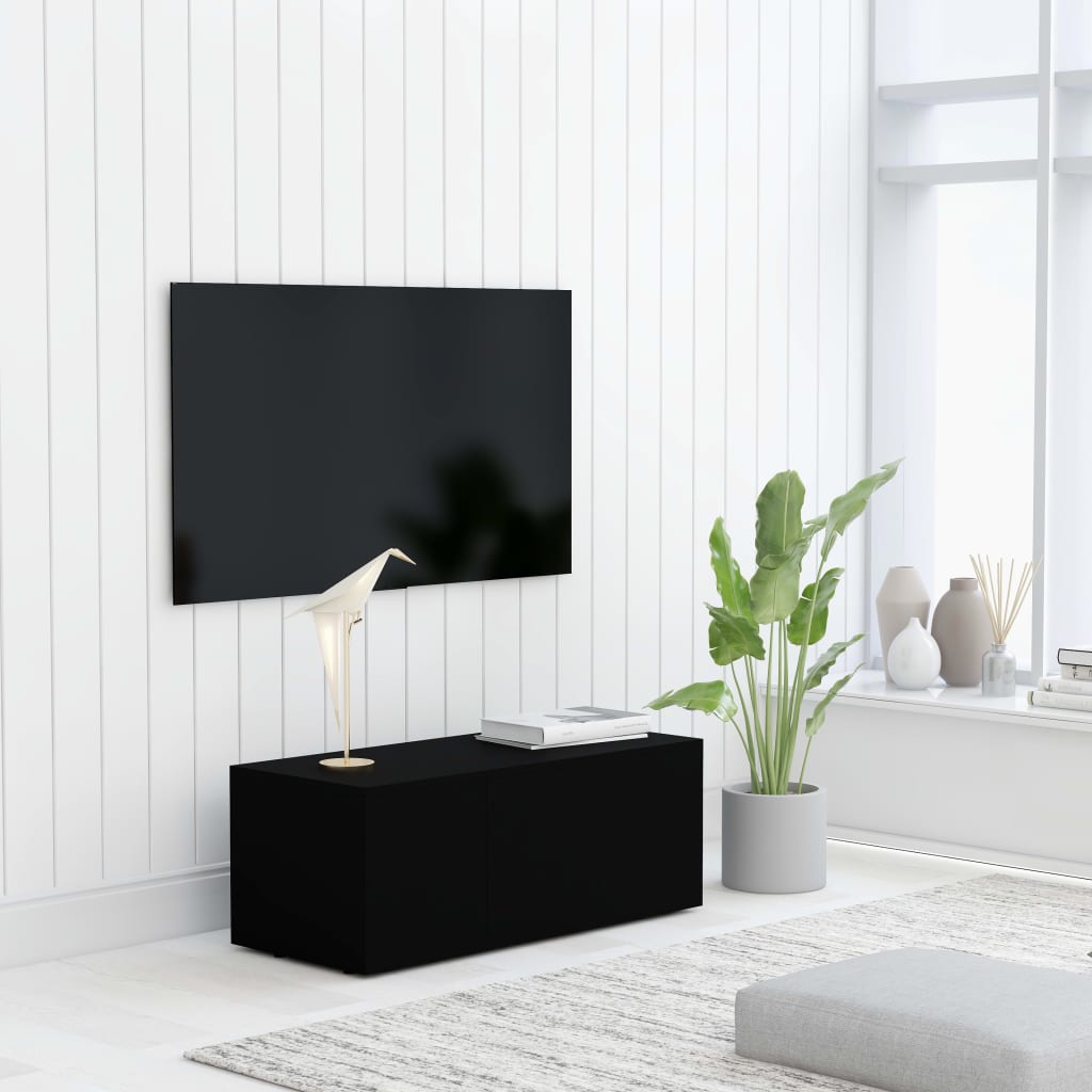 TV-benk svart 80x34x30 cm konstruert tre