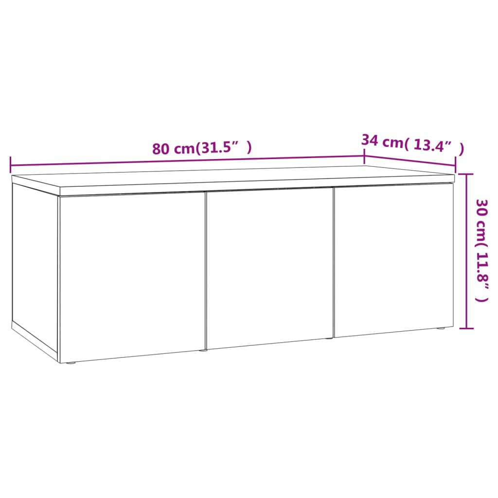 TV-benk sonoma eik 80x34x30 cm konstruert tre