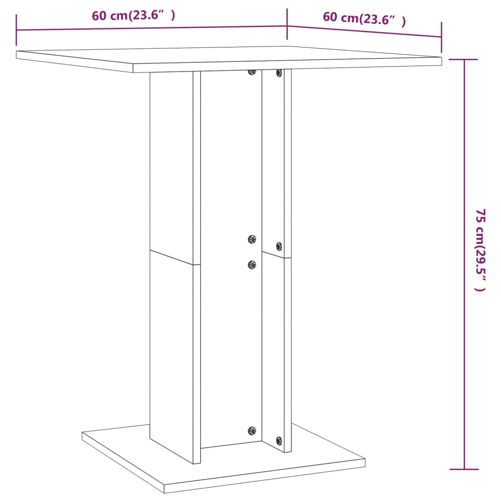 Barbord Kafebord Bistrobord hvit 60x60x75 cm sponplate