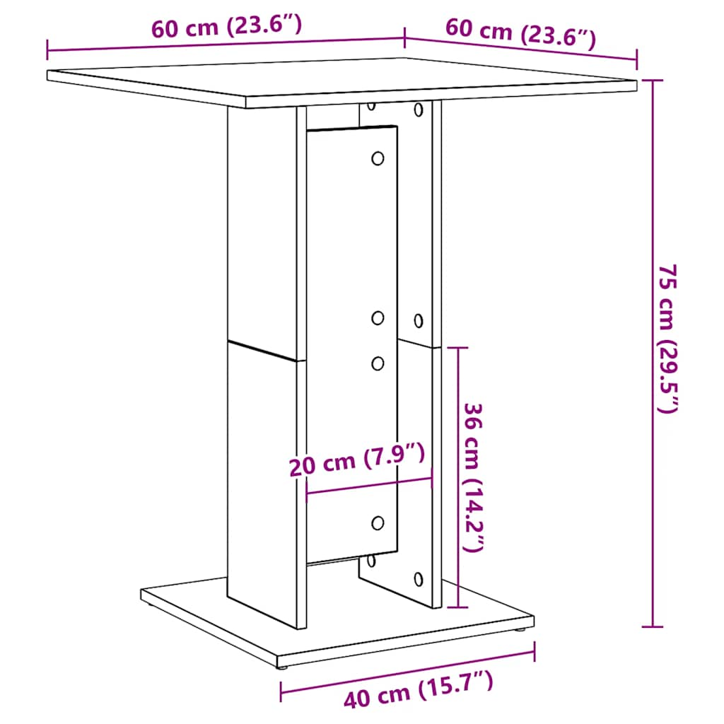 Barbord Kafebord Bistrobord hvit 60x60x75 cm sponplate