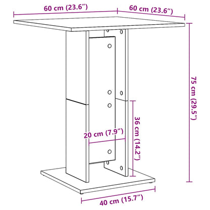 Barbord Kafebord Bistrobord hvit høyglans 60x60x75 cm sponplate