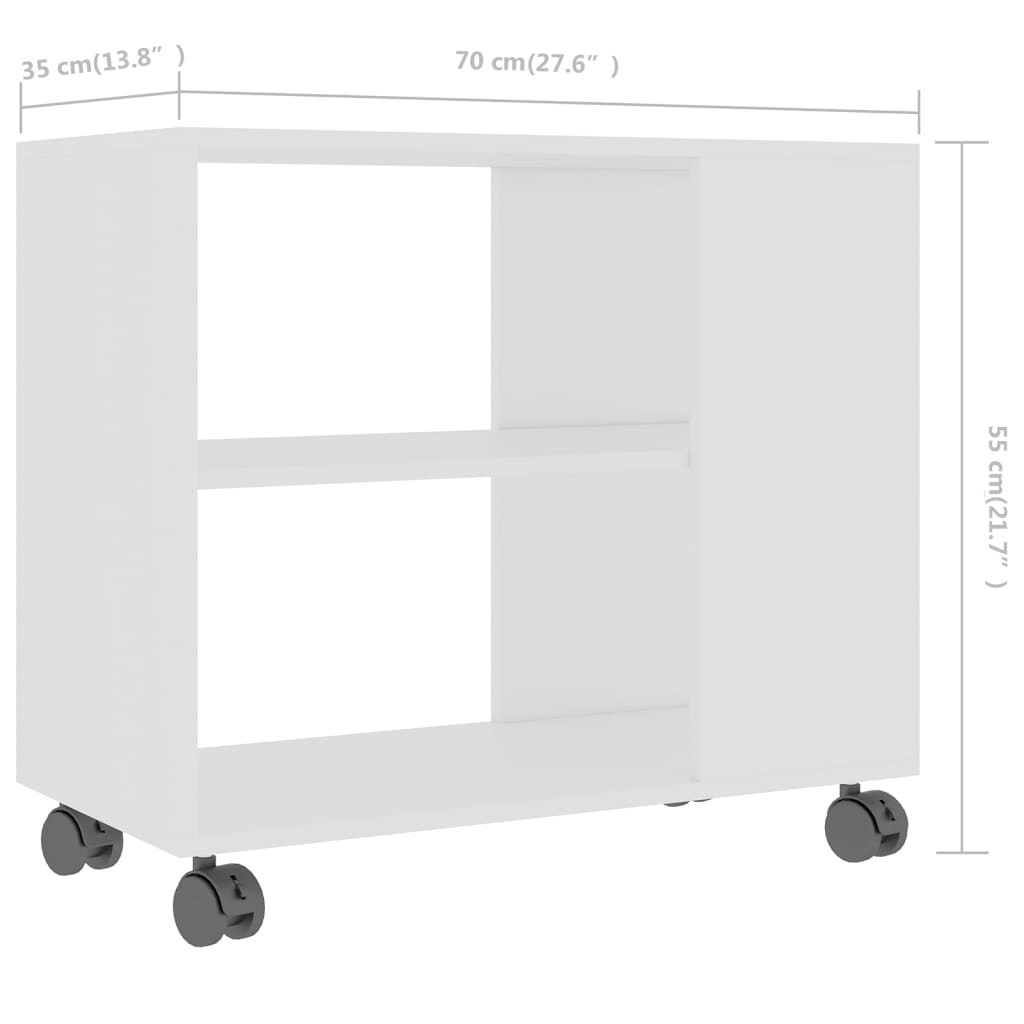 Sidebord hvit 70x35x55 cm konstruert tre