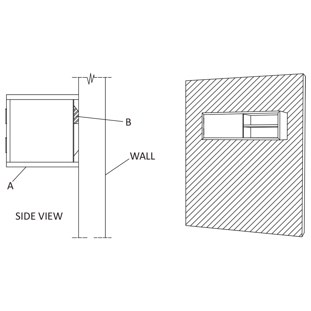 TV-benk Veggmontert 90x30x30 cm heltre teak