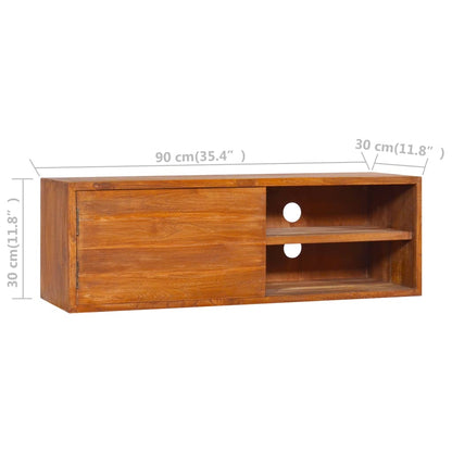 TV-benk Veggmontert 90x30x30 cm heltre teak