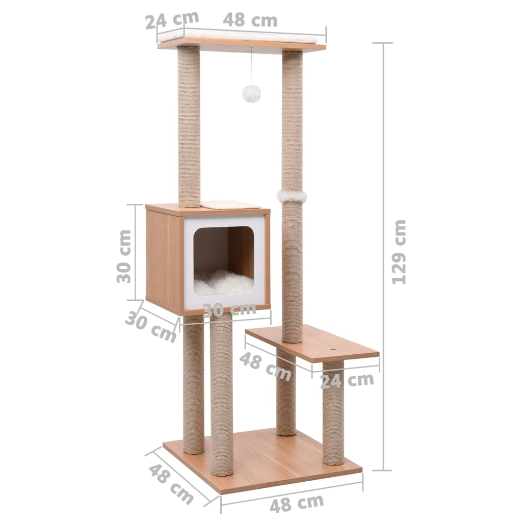 Kattemøbel Kattetre med klorematte i sisal 129 cm