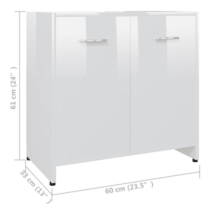 Baderomsskap hvit høyglans 60x33x61 cm sponplate