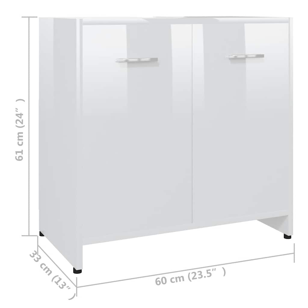 Baderomsskap hvit høyglans 60x33x61 cm sponplate