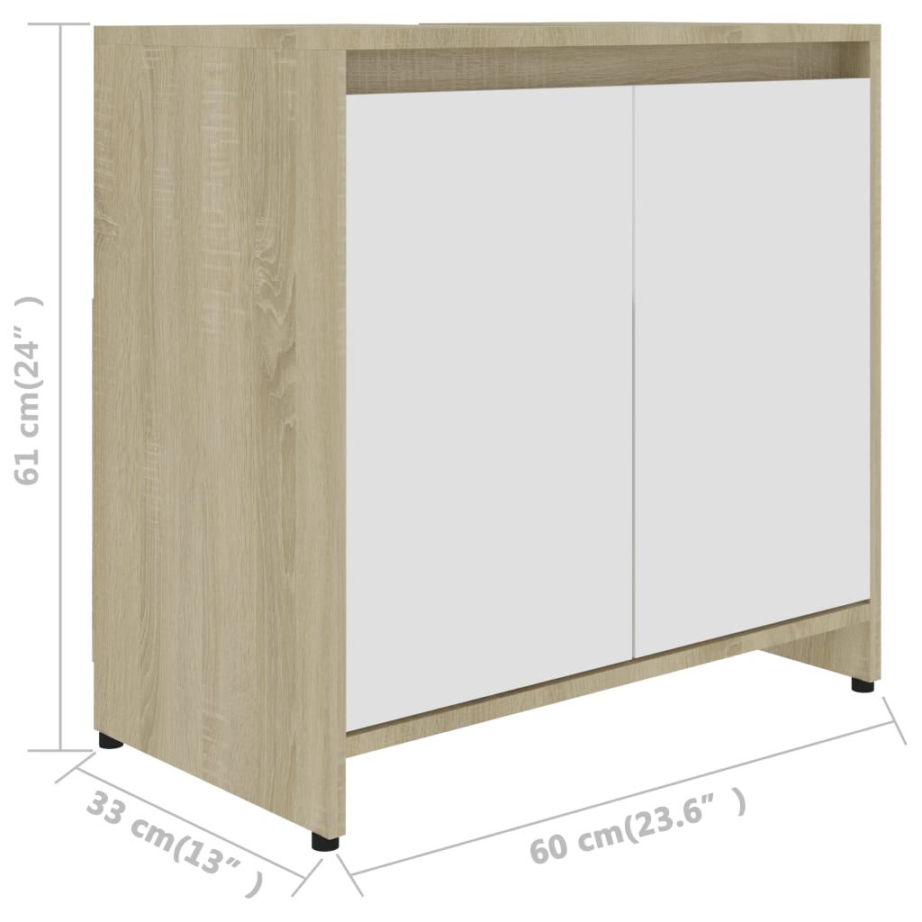 Baderomsskap hvit høyglans 60x33x61 cm sponplate