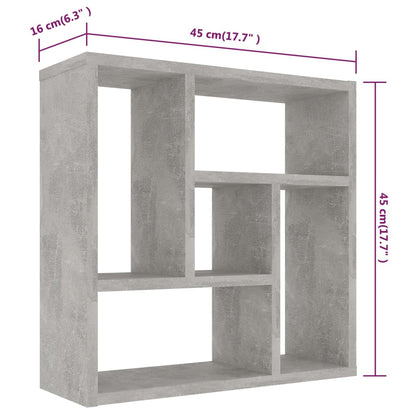 Vegghylle betonggrå 45,1x16x45,1 cm sponplate