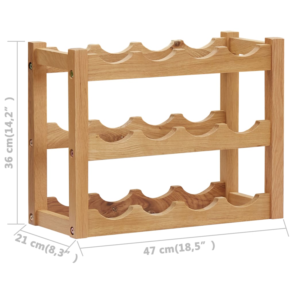 Vinstativ for 12 flasker 47x21x36 cm heltre eik