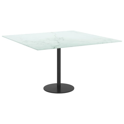 Bordplate hvit 70x70 cm 6 mm herdet glass med marmor design