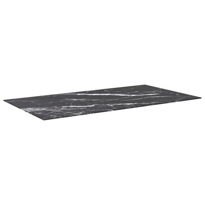 Bordplate svart 120x65 cm 8 mm herdet glass med marmor design