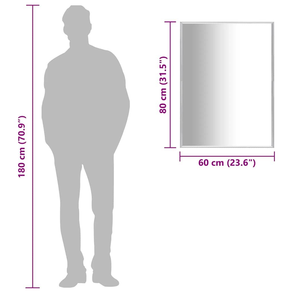 Veggspeil sølv 80x60 cm