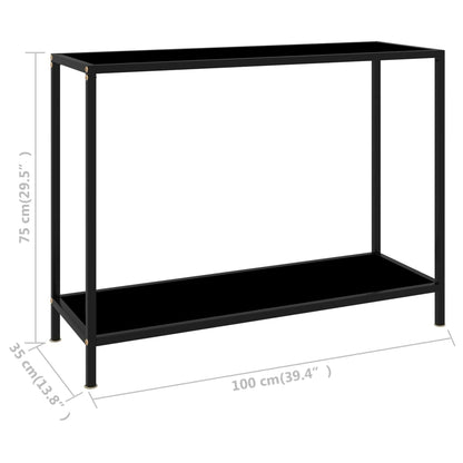 Avlastningsbord Konsollbord Svart 100x35x75 cm herdet glass