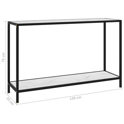 Avlastningsbord Konsollbord Hvit 120x35x75 cm herdet glass