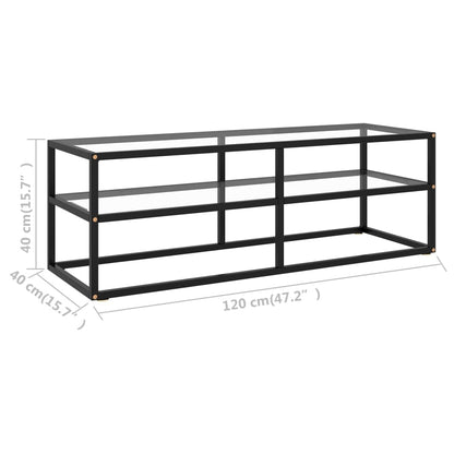 TV-benk svart med svart herdet glass 120x40x40 cm