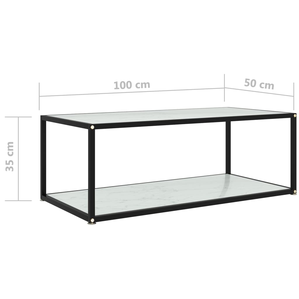 Salongbord Sofabord Hvit 100x50x35 cm herdet glass