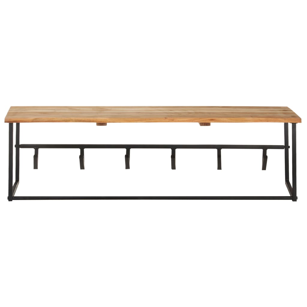 Garderobestativ Hattehylle med knagger naturlig kant 100x34x38 cm heltre akasie