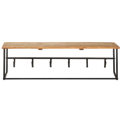 Garderobestativ Hattehylle med knagger naturlig kant 100x34x38 cm heltre akasie