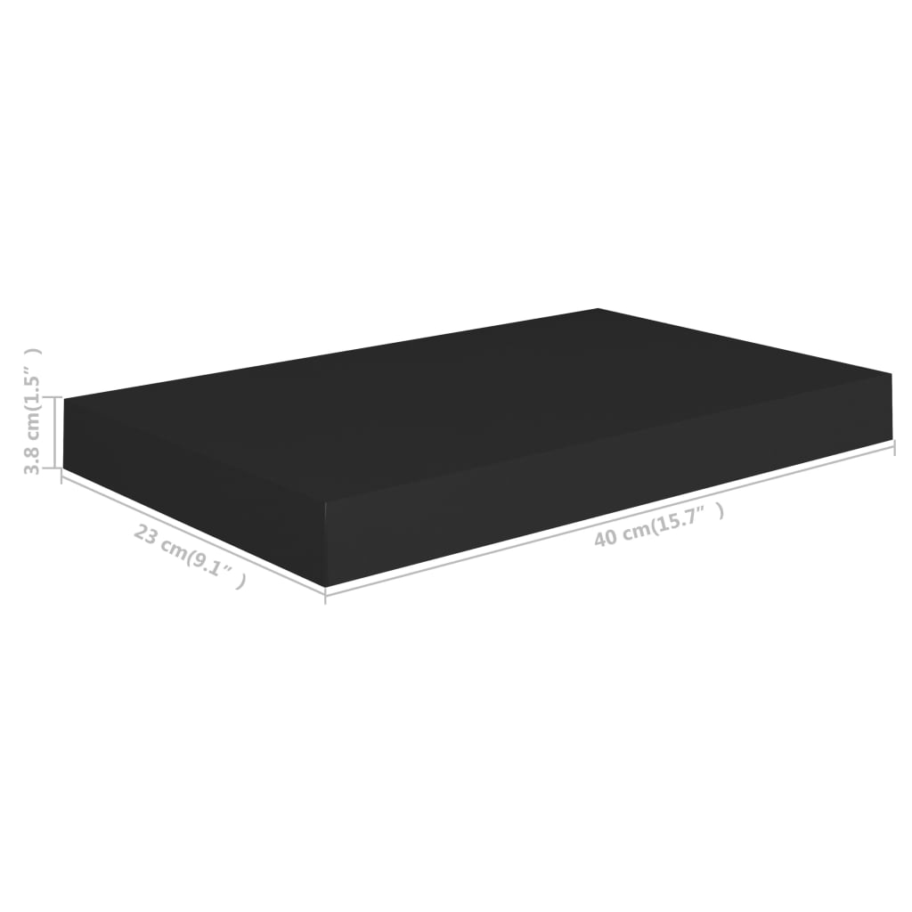 Vegghylle Flytende svart 40x23x3,8 cm MDF