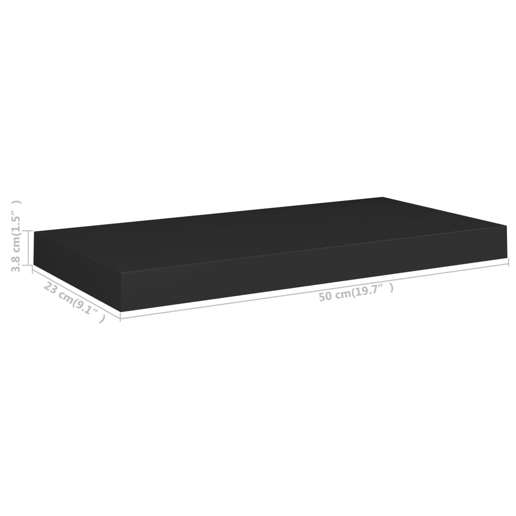 Vegghylle Svart Flytende 4 stk 50x23x3,8 cm MDF