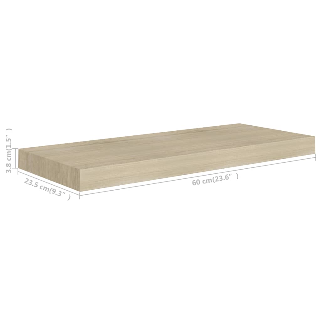 Vegghylle Flytende eik 60x23,5x3,8 cm MDF