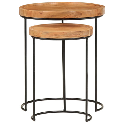 Salongbord Sofabord Tre 2 stk heltre akasie og stål