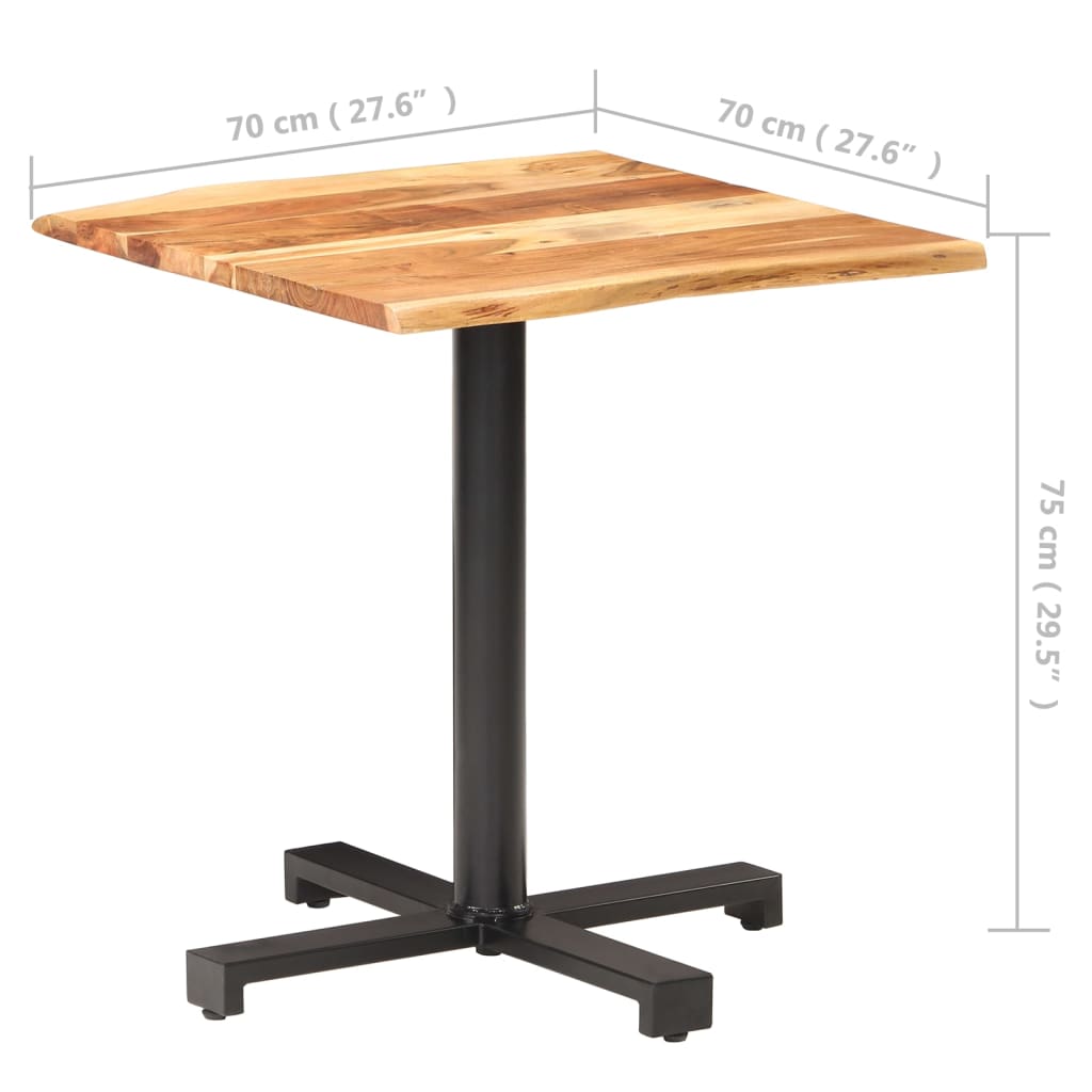 Barbord Kafebord Bistrobord med naturlige kanter 70x70x75 cm heltre akasie