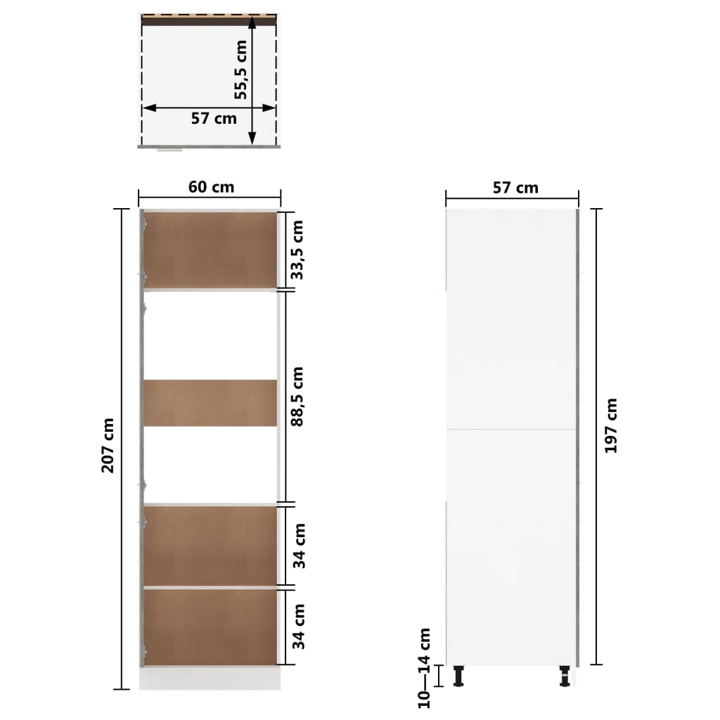 Skap for kjøkkenskap betonggrå 60x57x207 cm konstruert tre