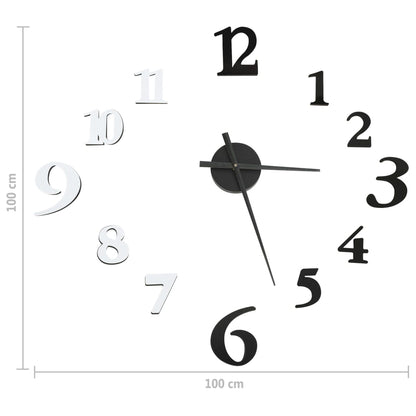 Veggklokke 3D moderne design svart og hvit 100 cm XXL