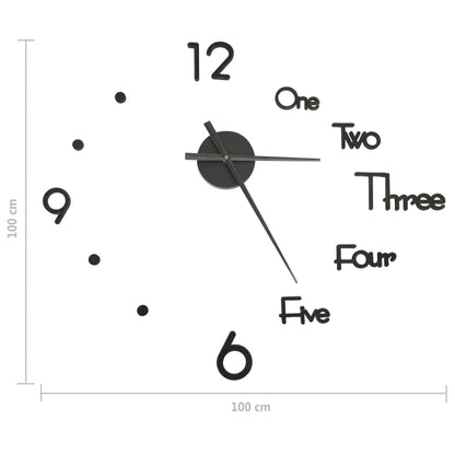 Veggklokke 3D moderne design svart 100 cm XXL