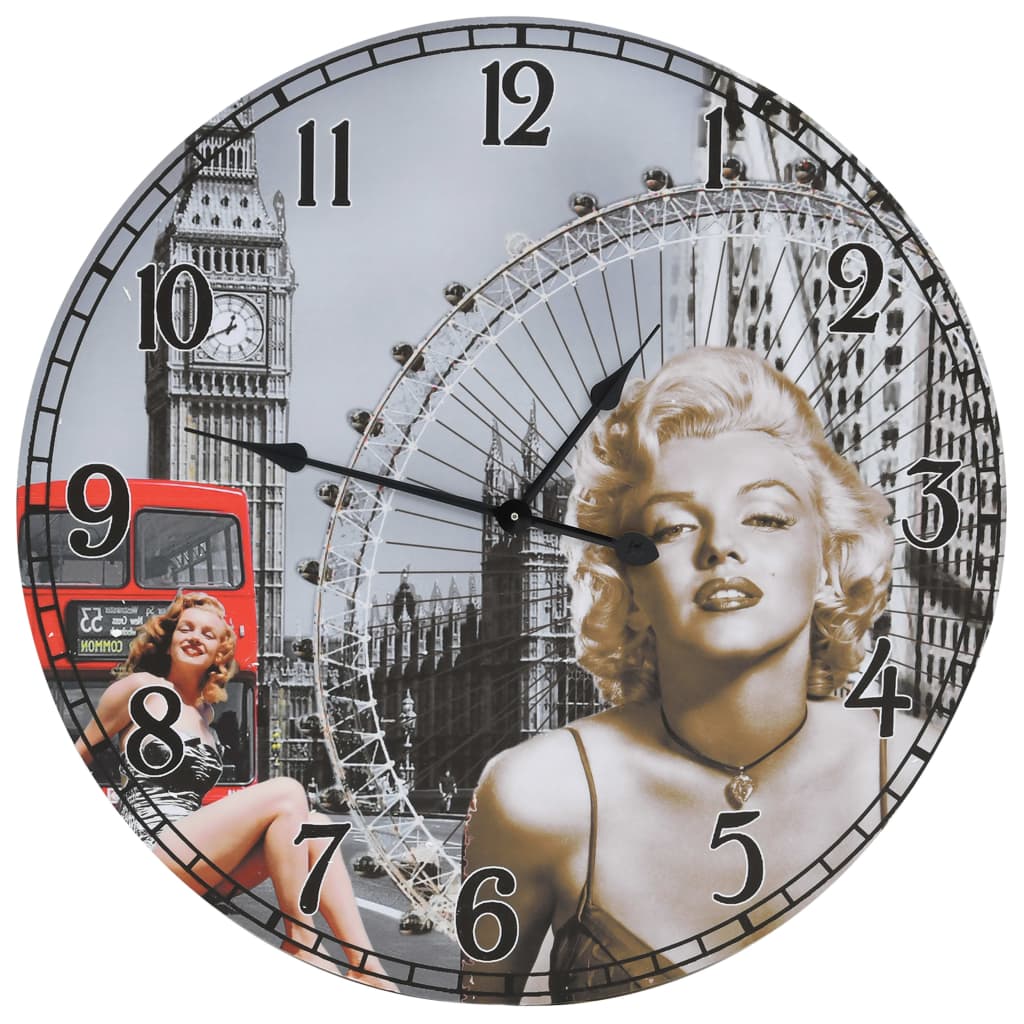 Veggklokke vintage Marilyn Monroe 60 cm