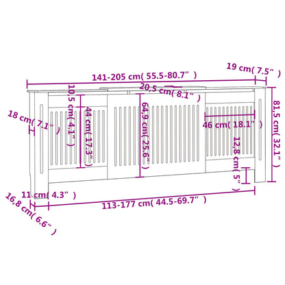 Radiatordeksel 205 cm hvit MDF