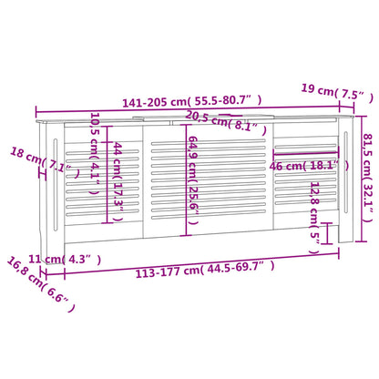 Radiatordeksel 205 cm hvit MDF